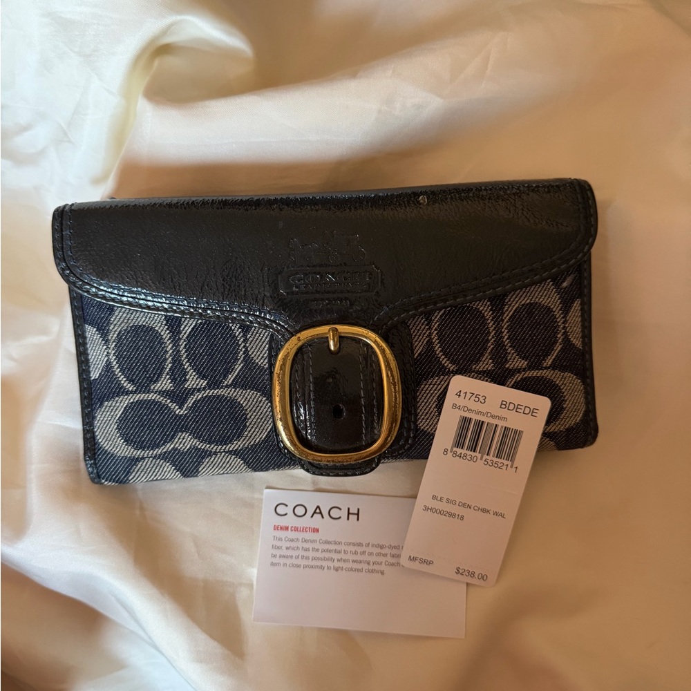 Coach Vintage Y2K Ergo Signature Khaki & Denim Checkbook Wallet